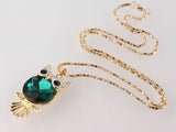 Gold Plated Crystal Owl Necklace