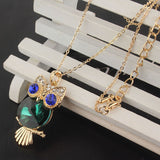 Crystal Eyes Owl Pendant Necklace