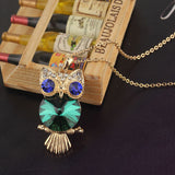 Crystal Eyes Owl Pendant Necklace