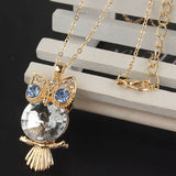 Crystal Eyes Owl Pendant Necklace