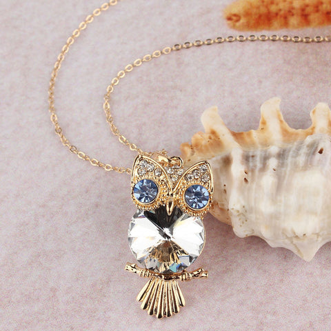 Crystal Eyes Owl Pendant Necklace