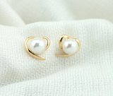 Gold Plated Pearl Heart Earrings