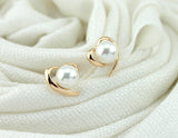 Gold Plated Pearl Heart Earrings