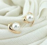 Gold Plated Pearl Heart Earrings