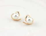 Gold Plated Pearl Heart Earrings