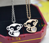 2016 New Cute Monkey Pendant Necklace 316L Titanium Steel Rose Gold Plated Fashion Woman Jewelry Gift Never Fade Free Shipping