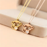 2016 New Cute Monkey Pendant Necklace 316L Titanium Steel Rose Gold Plated Fashion Woman Jewelry Gift Never Fade Free Shipping