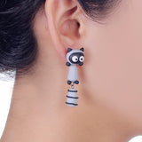 3D Raccoon Earrings