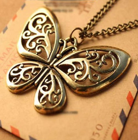 Hollow Butterfly Pendant Necklace