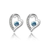 Silver Heart Crystal Earrings