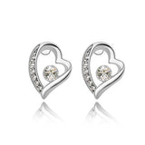 Silver Heart Crystal Earrings
