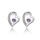 Silver Heart Crystal Earrings