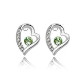 Silver Heart Crystal Earrings