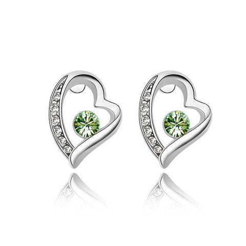 Silver Heart Crystal Earrings