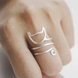 925 Sterling Silver Twine Cat Ring Young Girl Jewelry 925 Sterling Silver Rings For Women Adjustable Freeshipping