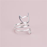 925 Sterling Silver Twine Cat Ring Young Girl Jewelry 925 Sterling Silver Rings For Women Adjustable Freeshipping