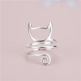 925 Sterling Silver Twine Cat Ring Young Girl Jewelry 925 Sterling Silver Rings For Women Adjustable Freeshipping