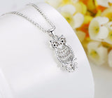 Silver Crystal Owl Necklace