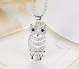 Silver Crystal Owl Necklace