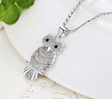 Silver Crystal Owl Necklace