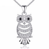 Silver Crystal Owl Necklace