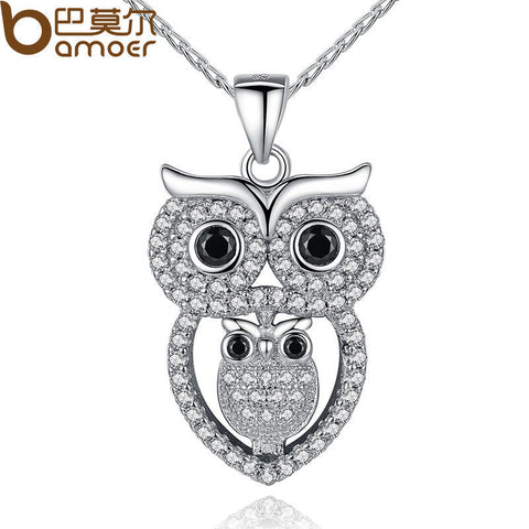 Cubic Zirconia Owl Necklace