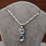 Mini Crystal Cat Pendant Necklace