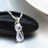 Mini Crystal Cat Pendant Necklace