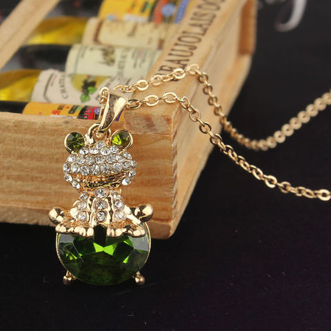 Rhinestone Frog Necklace