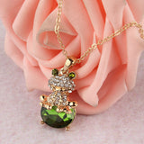 Rhinestone Frog Necklace