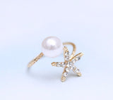 Crystal Starfish Pearl Ring