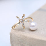 Crystal Starfish Pearl Ring