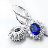 Silver Drop Blue Sapphire Crystal Earrings