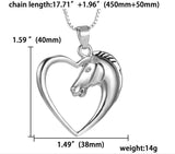 Hollow Heart Horse Pendant Necklace Silver plated Horse in Heart Necklace Christmas Birthday Gift