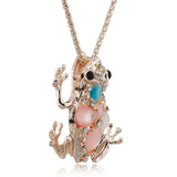 Hottest Auspicious Lucky Frog Toad Crystal Sweater Chain Long Chain Animal  Pendant Necklace Jewelry X505