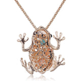 Hottest Auspicious Lucky Frog Toad Crystal Sweater Chain Long Chain Animal  Pendant Necklace Jewelry X505