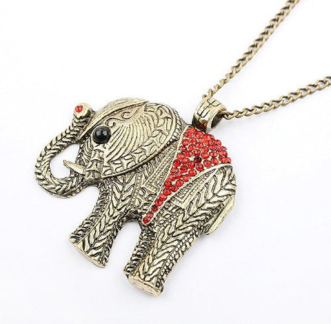 Rhinestones Elephant Necklace