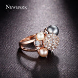 Simulated Pearl Cluster Cocktail Ring