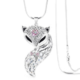 Rhinestone Fox Pendant Necklace