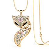 Rhinestone Fox Pendant Necklace