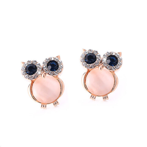 Crystal Gem Owl Earrings