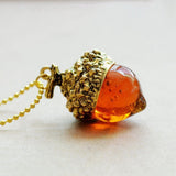 Glass Acorn Oak Necklace