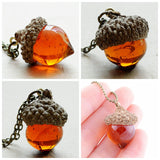 Glass Acorn Oak Necklace