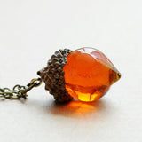 Glass Acorn Oak Necklace