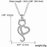 Crystal Diamond Heart Cat Necklace