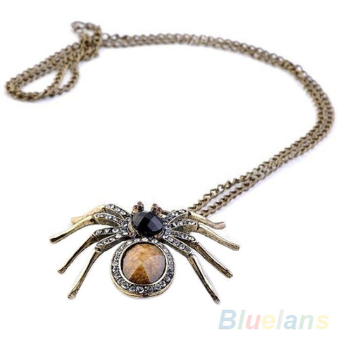 Vintage Crystal Spider Necklace