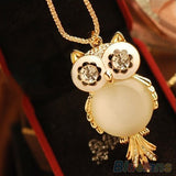 Clear Rhinestone Owl Necklace