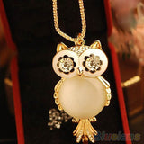 Clear Rhinestone Owl Necklace