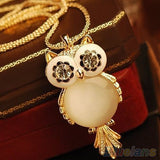 Clear Rhinestone Owl Necklace