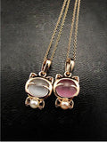 Gold Plated Pearl Cat Necklace